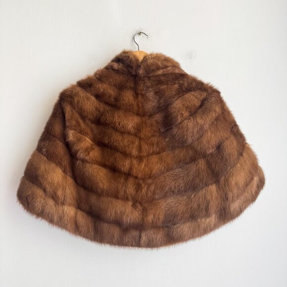 Vintage Brown Mink Short Bolero Capelet Cape S/M - Picture 3 of 4